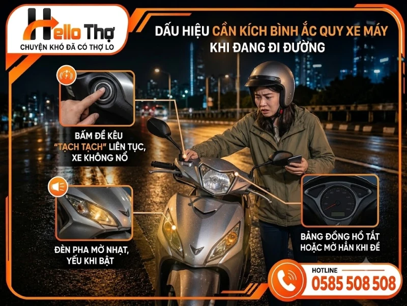Dấu Hiệu Cần Kích Bình Ắc Quy Xe Máy Khi Đang Đi Đường