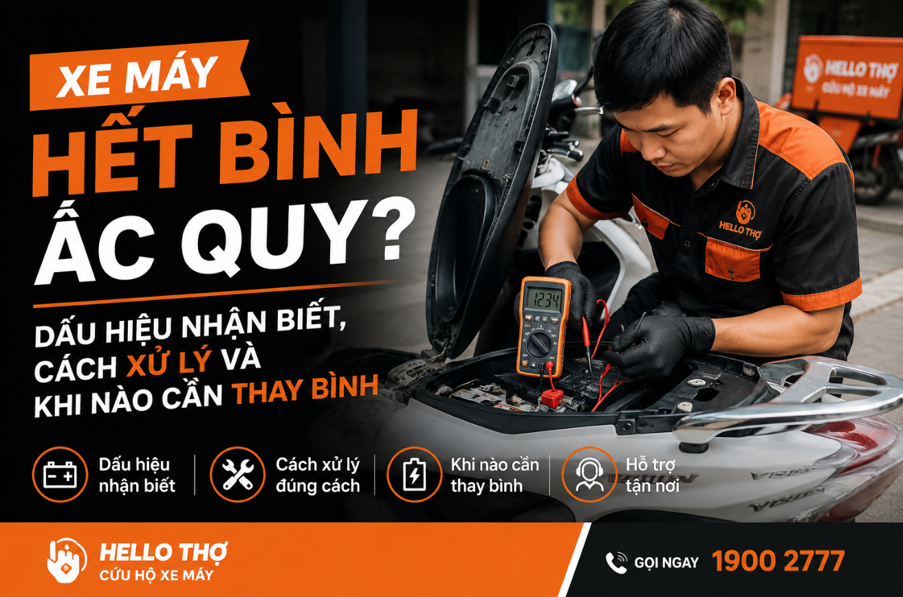 Xe may het binh ac quy