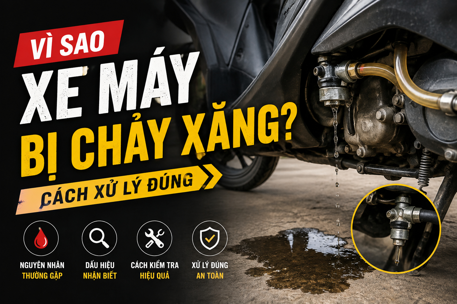 Vi sao xe may bi chay xang