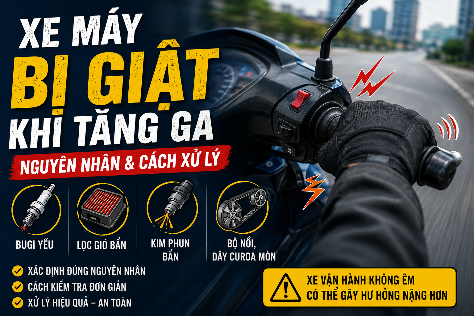 Xe may bi giat khi tang ga