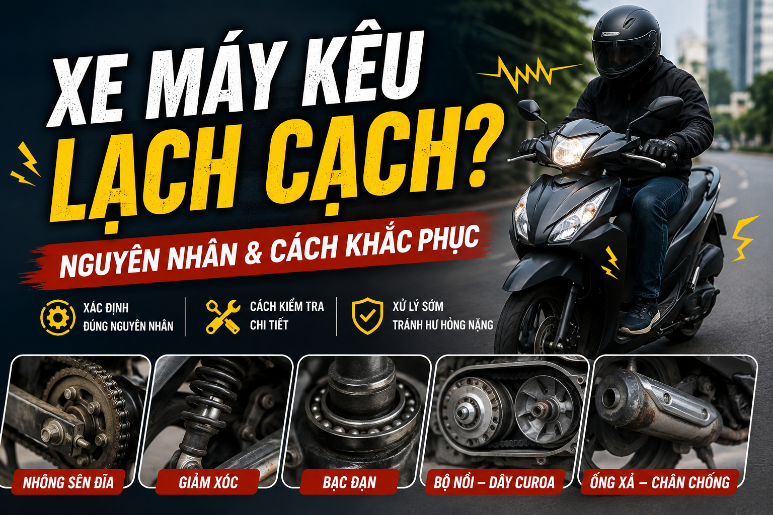 Xe may keu lach cach